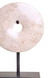 15cm Small Cream Disc Dia Marble Extra Sculpture Calvion Round - thumbnail 6