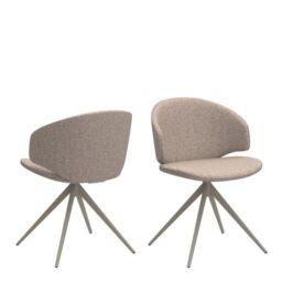 Ella Swivel Dining Chair in Beige Fabric Upholstery - thumbnail 1