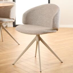 Ella Swivel Dining Chair in Beige Fabric Upholstery - thumbnail 4
