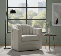 Lily Swivel Chair in Oatmeal Twill – Modern Versatility with Classic Charm - thumbnail 1