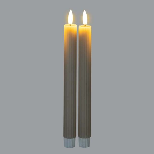 Luxe Collection Natural Glow Taupe Ribbed Taper Candles - image 1