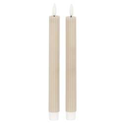Luxe Collection Natural Glow Taupe Ribbed Taper Candles - thumbnail 2