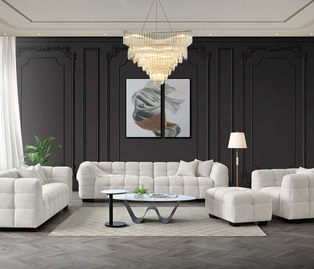Aluxo Tribeca Sofa Range in Oatmeal Boucle Fabric - image 1