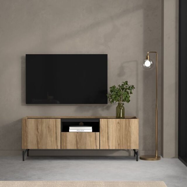Kendall TV-Unit with 2 Doors + 1 Drawer Oak and Black - image 1