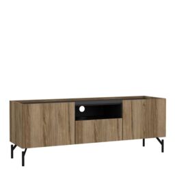 Kendall TV-Unit with 2 Doors + 1 Drawer Oak and Black - thumbnail 2