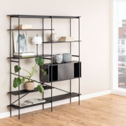 Angus Bookcase with 1 Sliding Door and 5 Shelves in Black Finish - thumbnail 4