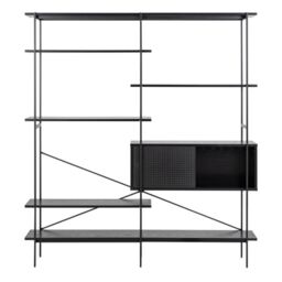 Angus Bookcase with 1 Sliding Door and 5 Shelves in Black Finish - thumbnail 2