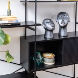 Angus Bookcase with 1 Sliding Door and 5 Shelves in Black Finish - thumbnail 3