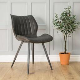 Junelle Dining Chair Vegan Leather Grey SET OF 2 - thumbnail 2
