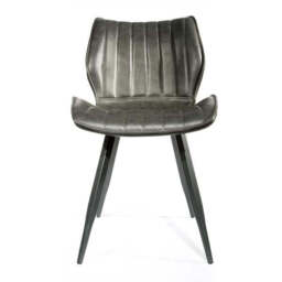 Junelle Dining Chair Vegan Leather Grey SET OF 2 - thumbnail 3
