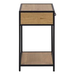 Seaford Bedside Table with 1 Drawer in Black & Oak - thumbnail 4