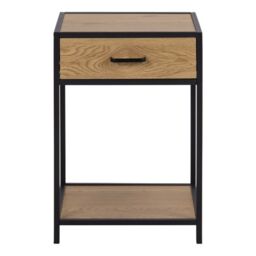 Seaford Bedside Table with 1 Drawer in Black & Oak - thumbnail 3