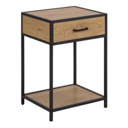 Seaford Bedside Table with 1 Drawer in Black & Oak - thumbnail 2