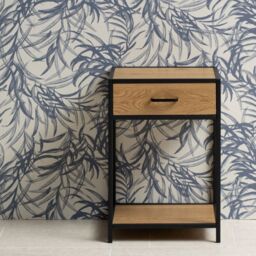 Seaford Bedside Table with 1 Drawer in Black & Oak - thumbnail 1