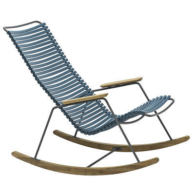 Click Rocking chair - Plastic & bamboo by Houe Blue