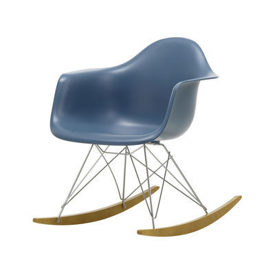 RAR - Eames Plastic Armchair Rocking chair - / (1950) - Chromed legs & light wood by Vitra Blue
