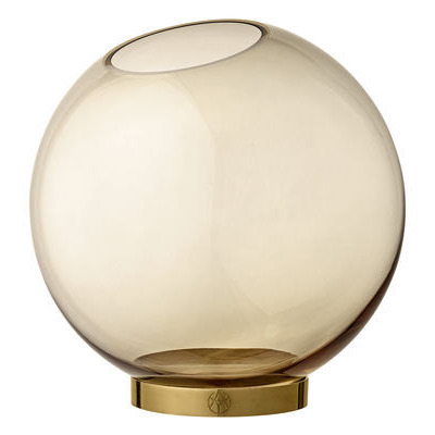 Globe Large Vase - / Ø 21 cm - Glass & brass by AYTM Orange