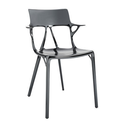 A.I Stackable armchair - metallic finish applied / Designed by artificial intelligence - 100% recycled by Kartell Silver