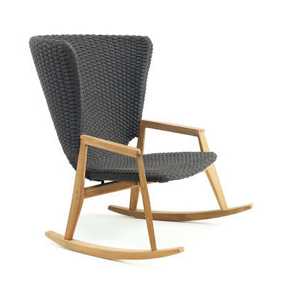 Knit Rocking chair - / Synthetic rope by Ethimo Grey