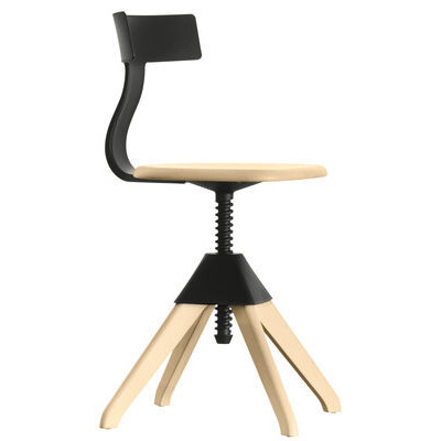 Tuffy Swivel chair - Wood & plastic / Adjustable height by Magis Black