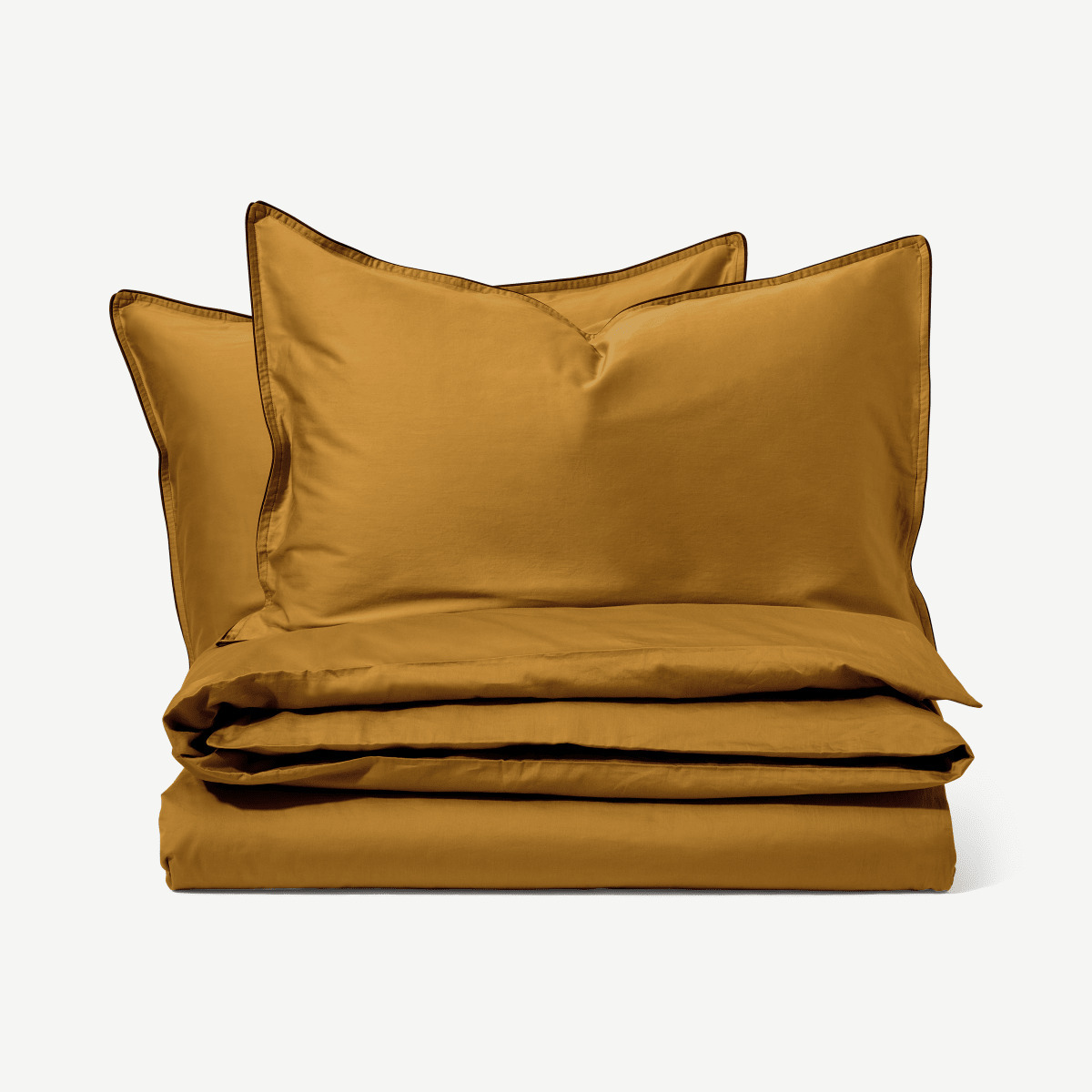 Hylia 100% Washed Cotton Sateen Duvet Cover + 2 Pillowcases, Super King Size, Dark Ochre