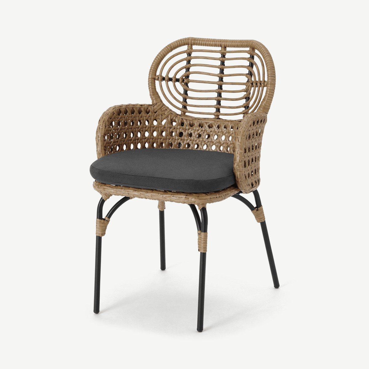 Swara Garden Carver Chair, Polyrattan, Natural and Black
