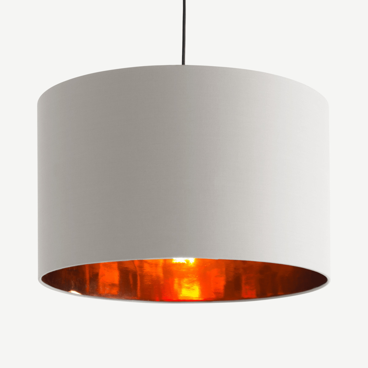 Oro Pendant Drum Lamp Shade, Extra Large 55 cm, White Clay & Copper