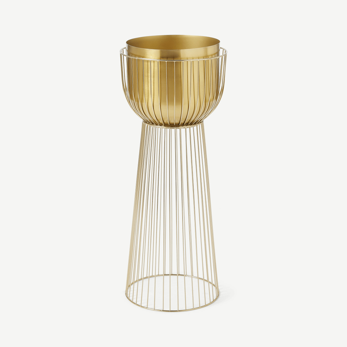 Carole Single Large Planter with Stand, Brass