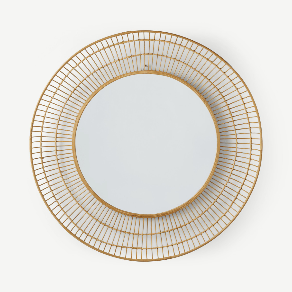 Tulsi Bamboo Round Wall Mirror 80cm, Natural