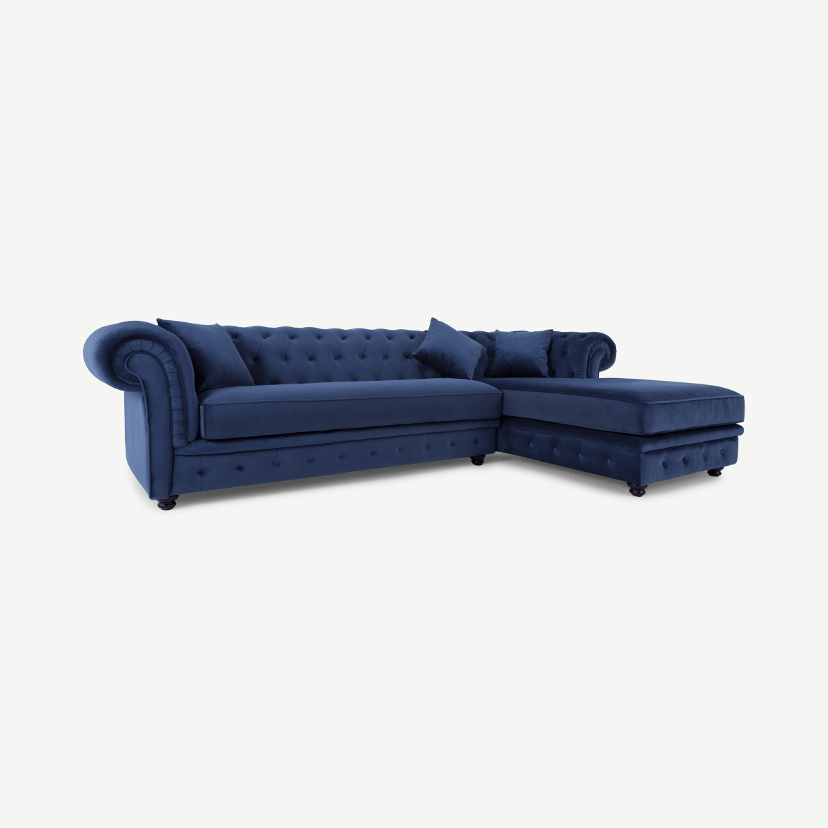 Branagh Right Hand Facing Chaise End Corner Sofa, Electric Blue Velvet