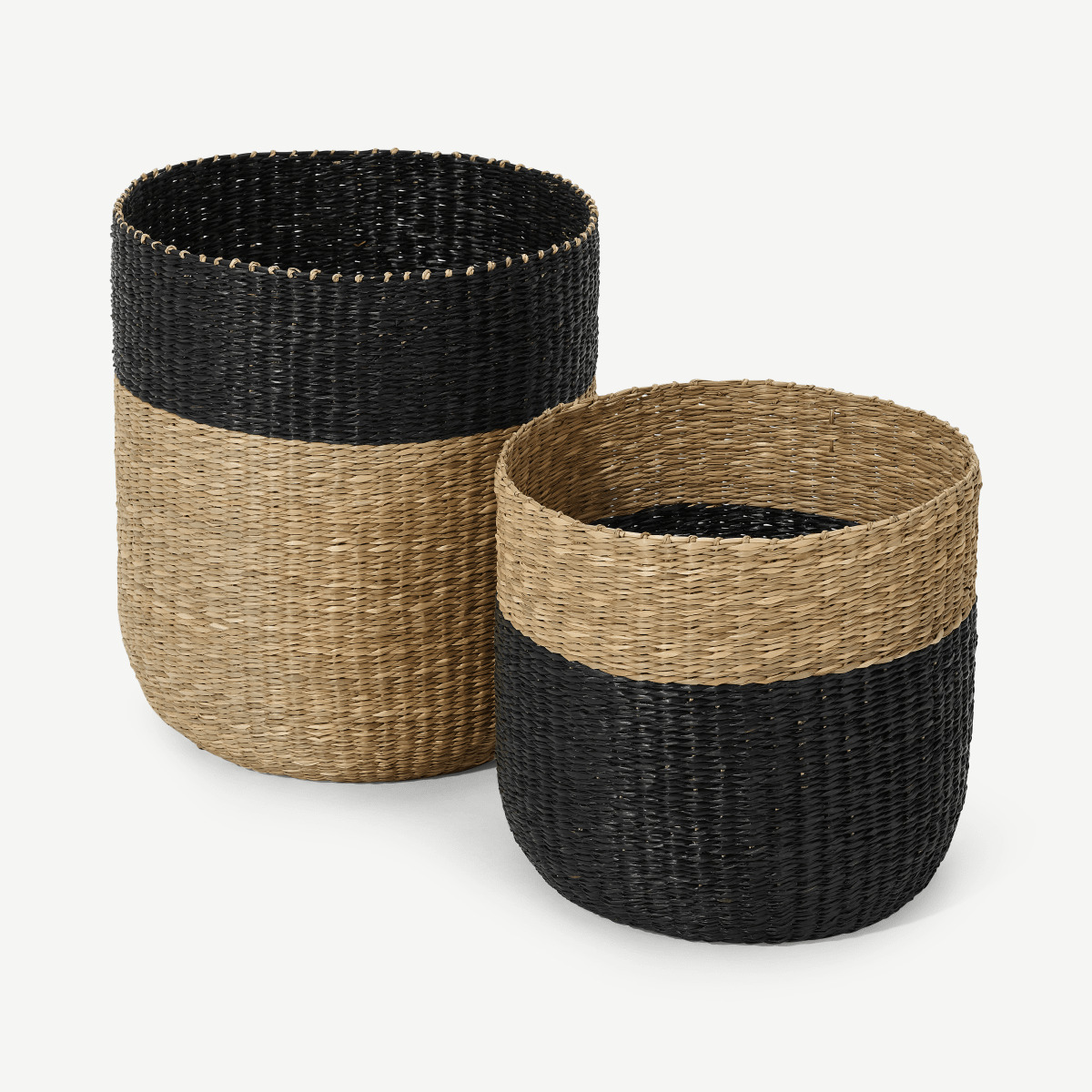 Otten Set of 2 Baskets, Black & Natural Seagrass