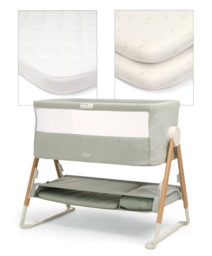 Lua Bedside Crib and Sheet Bundle - Sage/Cosmic Sky
