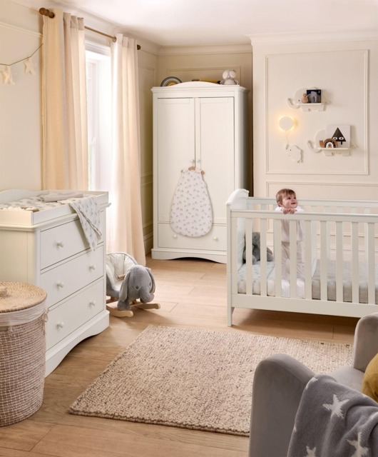 Flyn 3 Piece Cotbed Range with Dresser Changer & Wardrobe - Off-White