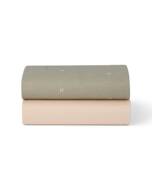 Snuz Twin Pack Crib Sheets - Sage Cross