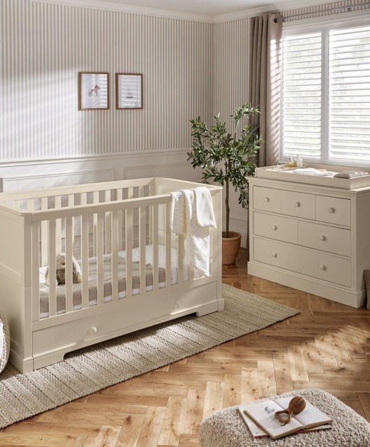 Oxford 2 Piece Cotbed Set with Dresser Changer - Cashmere
