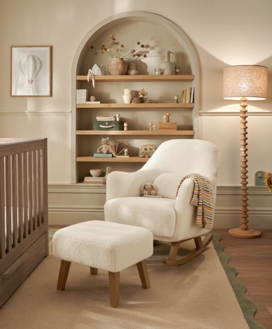 Penrose Nursing Chair & Stool - Off White Boucle