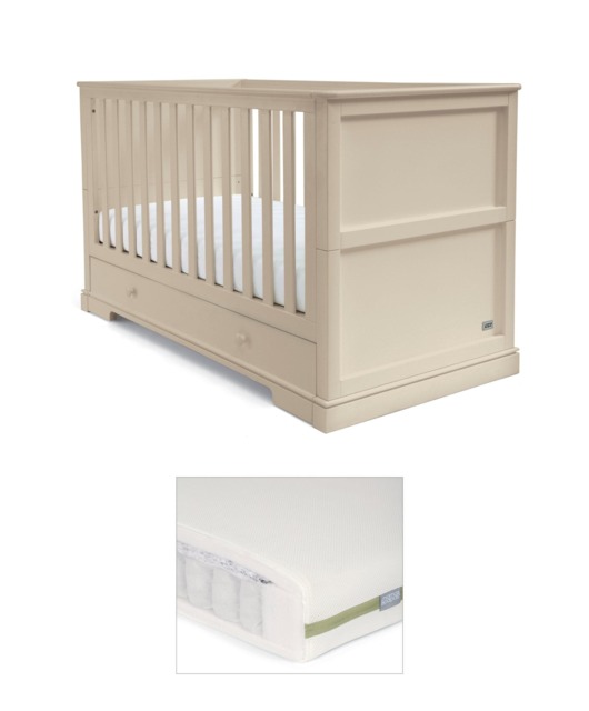 Oxford Cotbed & Premium Pocket Spring Cotbed Mattress - Cashmere