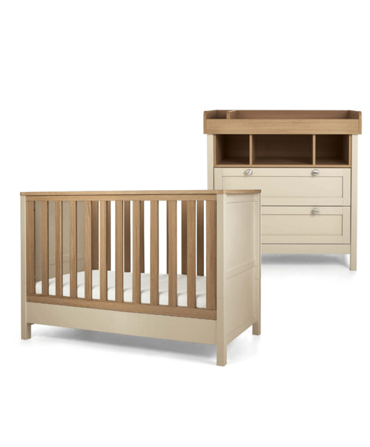 Harwell 2 Piece Small Cotbed Set with Dresser Changer - Cashmere
