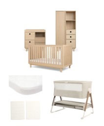 Oska Nursery Bundle With Lua Bedside Crib (6 Pieces) - Oak