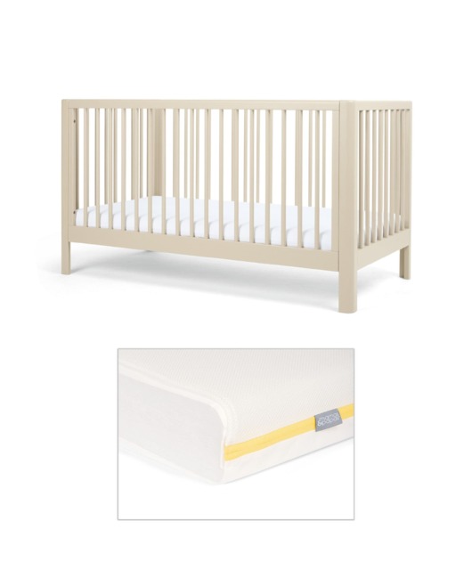 Arbor Cotbed & Signature Airflow Fibre Cotbed Mattress Bundle - Cashmere