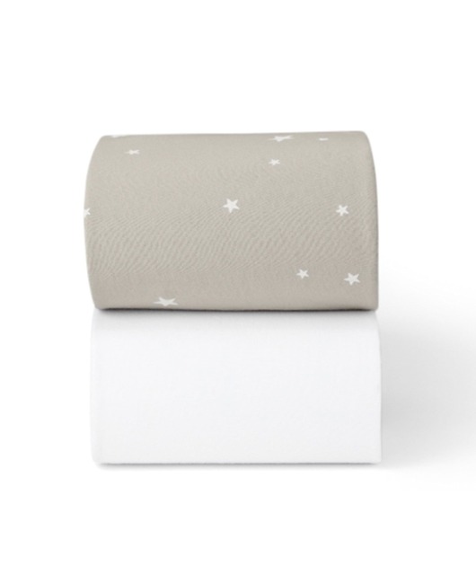 Snuz Twin Pack Cot & Cotbed Sheets - Grey Star