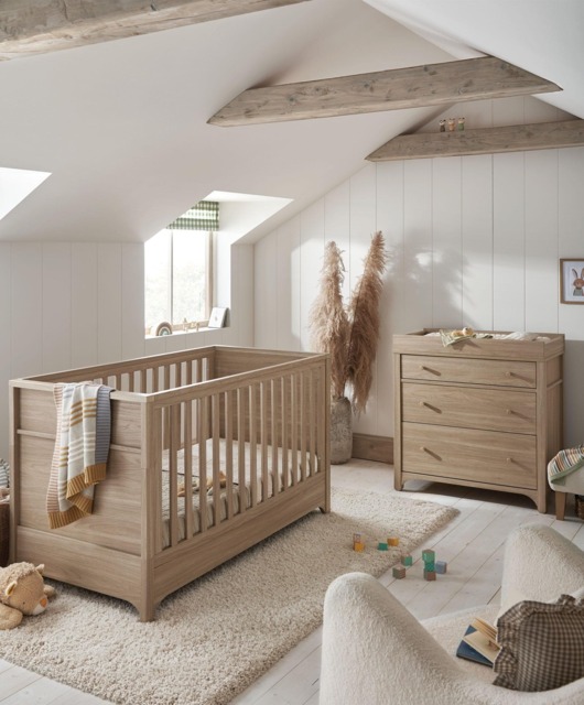 Barton 2 Piece Cotbed Set with Dresser Changer - Oak