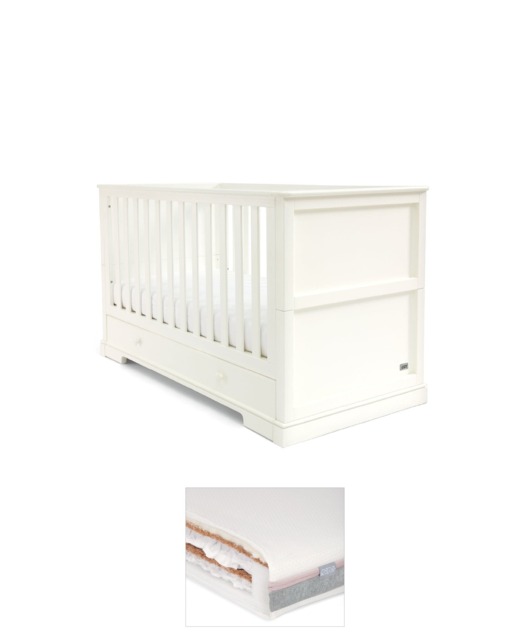 Oxford Cotbed & Luxury Hybrid Twin Mattress Bundle - Off-White