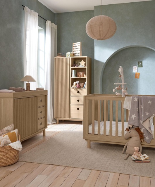 Oska 3 Piece Cotbed Range With Wide Dresser Changer & Wardrobe - Oak
