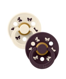 BIBS Colour Holiday Bow Dummies 2 Pack - Ivory/Plum