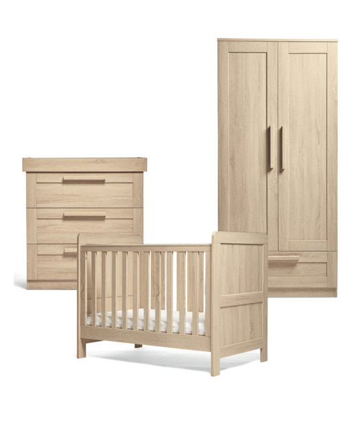 Atlas 3 Piece Small Cotbed Range with Dresser Changer & Wardrobe - Light Oak