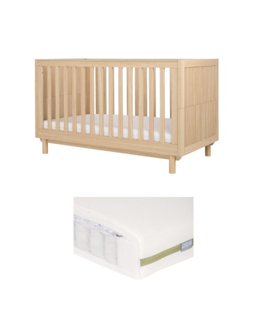Oska Cotbed & Premium Pocket Spring Cotbed Mattress Bundle - Oak