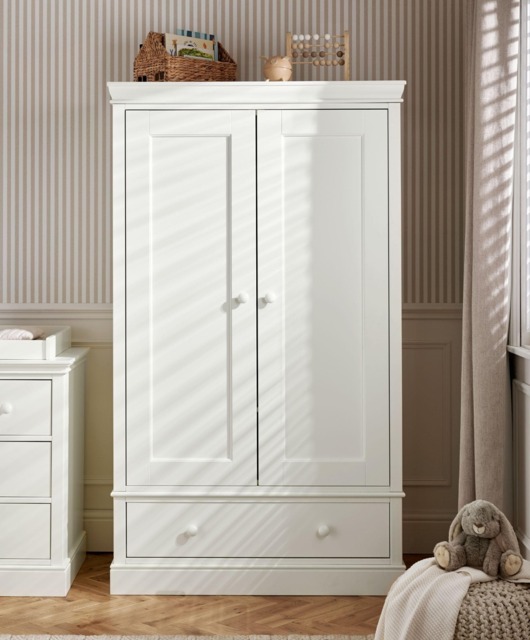 Oxford Nursery Wardrobe with Storage Drawer - Off-White
