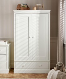 Oxford Nursery Wardrobe with Storage Drawer - Off-White