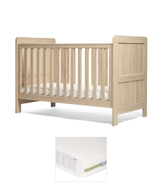Atlas Cotbed & Premium Pocket Spring Mattress Bundle - Light Oak